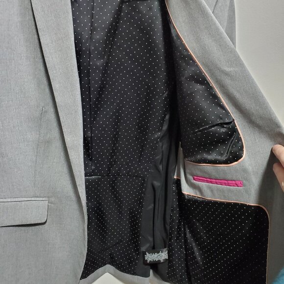 RW & CO. RW&CO. One Button Fitted Blazer Suiting Stretch Lined Grey Women 10 - Picture 9 of 14